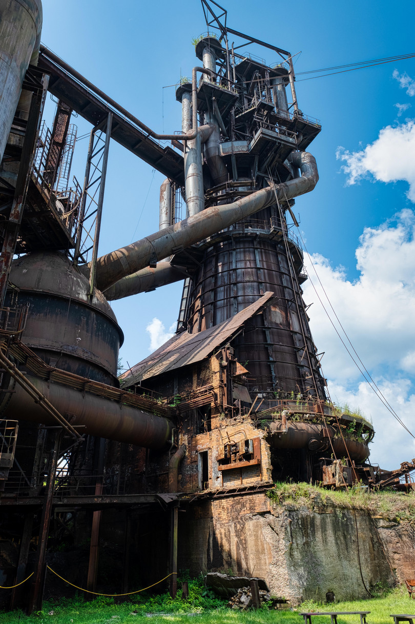 An abandoned blast furnace from the Homestead Steel Works in Pennsylvania, which shut down in 1986.