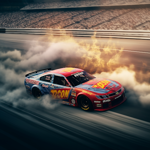 A NASCAR car racing with a crowd in the background. Before 2007, these cars would dramatically increase children’s exposure to lead.